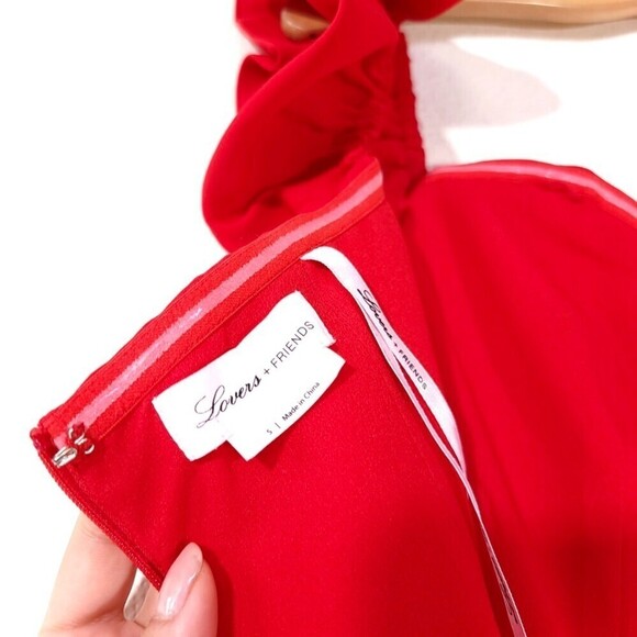 Lovers and Friends Lolita Ruffled Off Shoulder Gown Maxi Dress Fiery Red Small - Picture 13 of 13